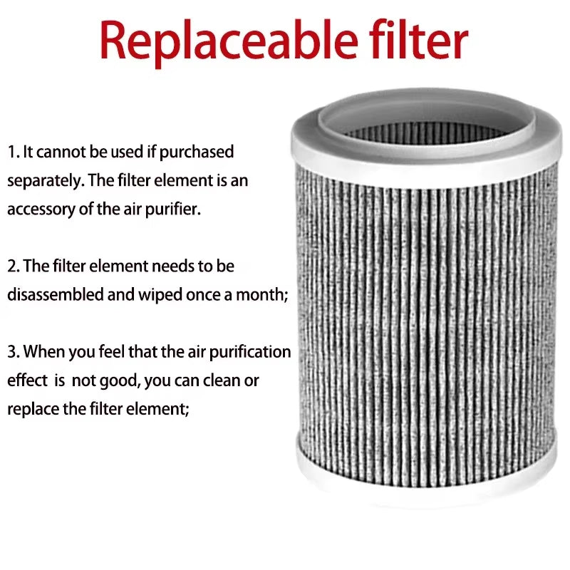 Negative Ion Air Purifier Smoke Odor Generator Protable Air Cleaner Household for Car Room Kitchen with Replaceable HEPA Filter