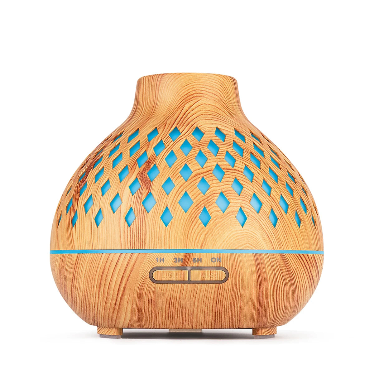 500ML Aromatherapy Essential Oil Diffuser Wood Grain Remote Control Ultrasonic Air Humidifier Cool with 7 Color Lights for Home