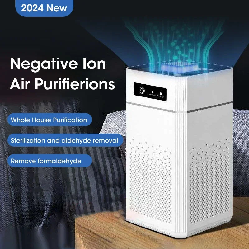 Negative Ion Air Purifier Smoke Odor Generator Protable Air Cleaner Household for Car Room Kitchen with Replaceable HEPA Filter